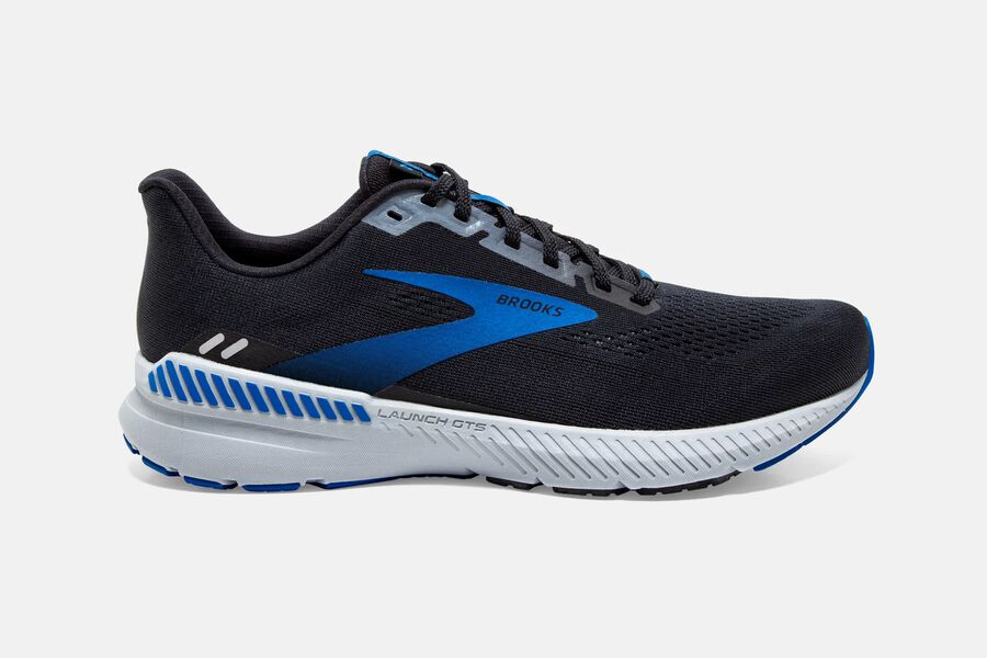 Brooks Launch GTS 8 Road Running Shoes Mens - Black/Grey/Blue - UJIGS-7486